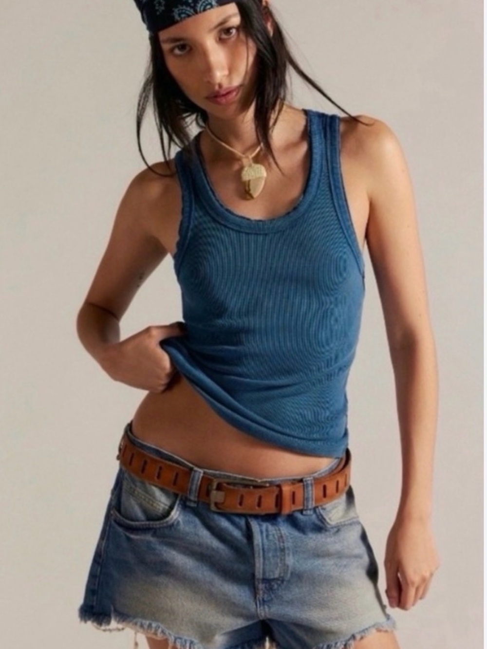 NWT We The Free Free People Rowan Tank in Sailor Blue